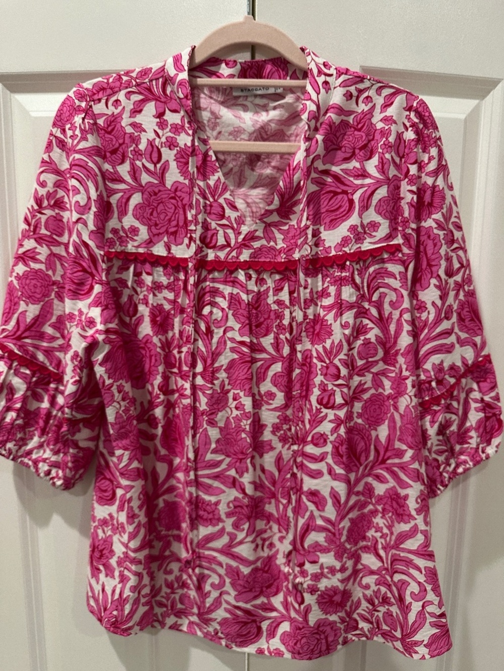 Pink Floral Top with trim